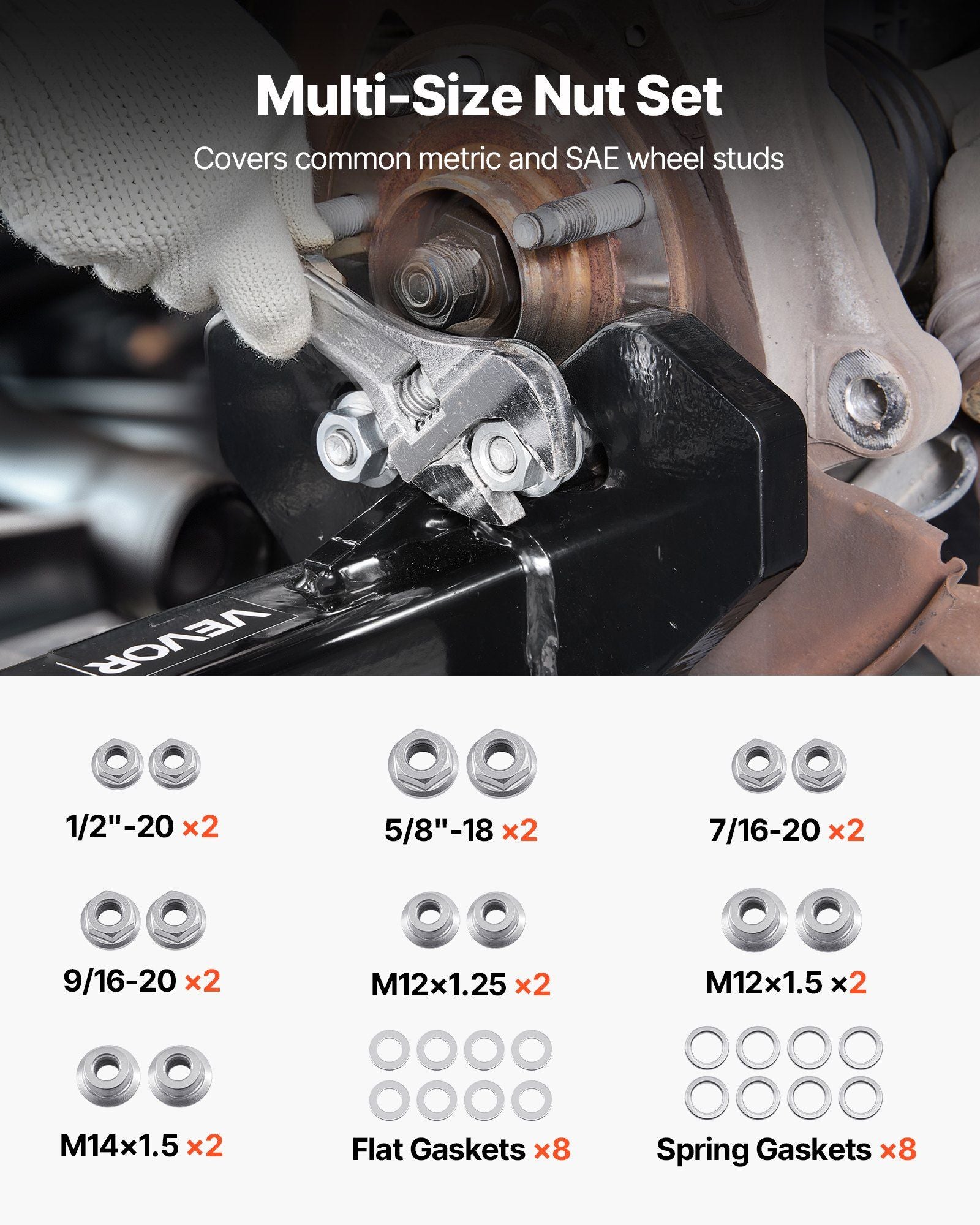 Wheel Bearing Hub Removal Tool Kit, Compatible with All Axle Bolt Hubs 5, 6, 8 Lug Hubs Buster Puller, V952-QCLGLBQYXCLTEVP6W001V0