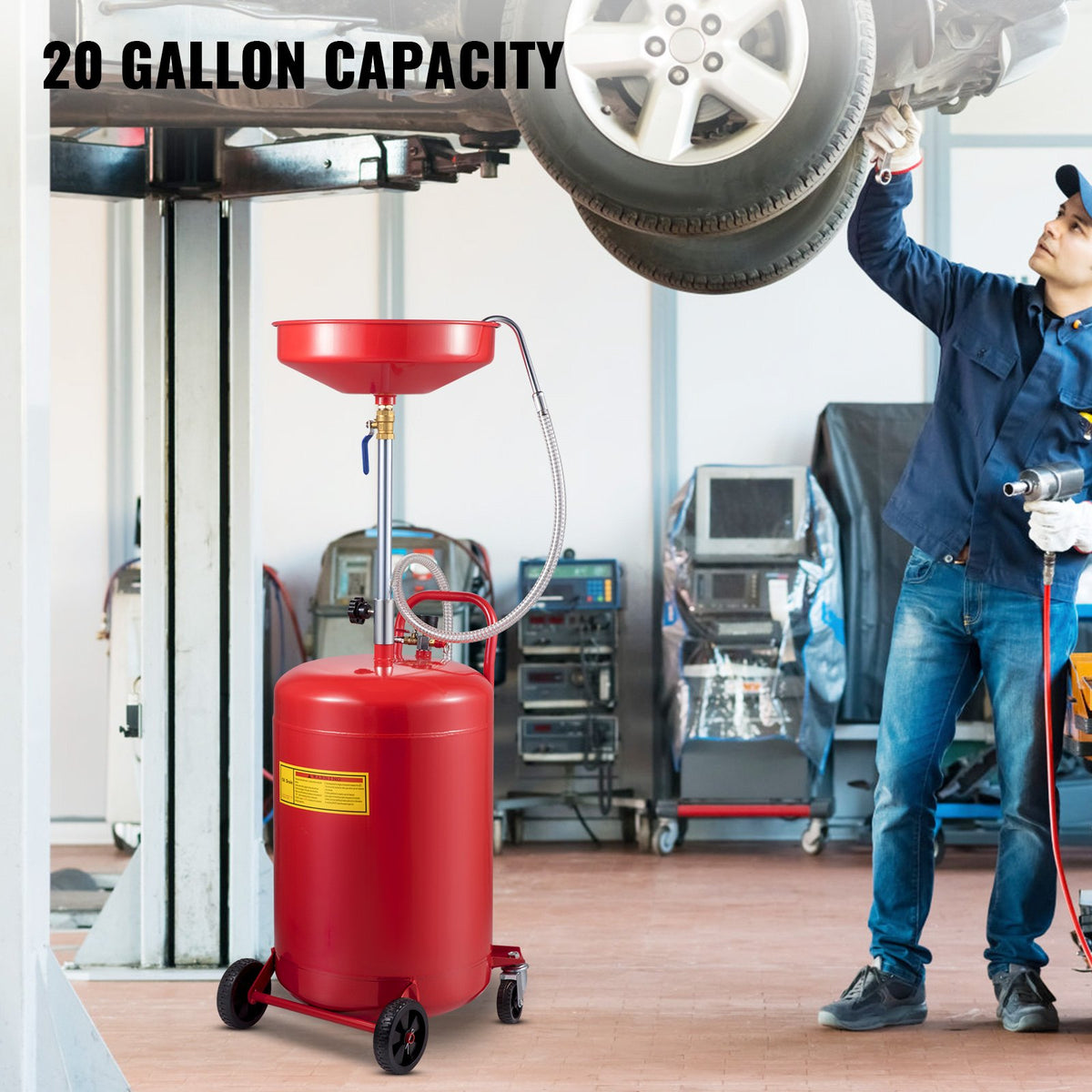 Waste Oil Drain Tank Portable Oil Drain 20 Gallon Air Operated Drainer V952-QCPJLBHDYF20UAJ6WV0