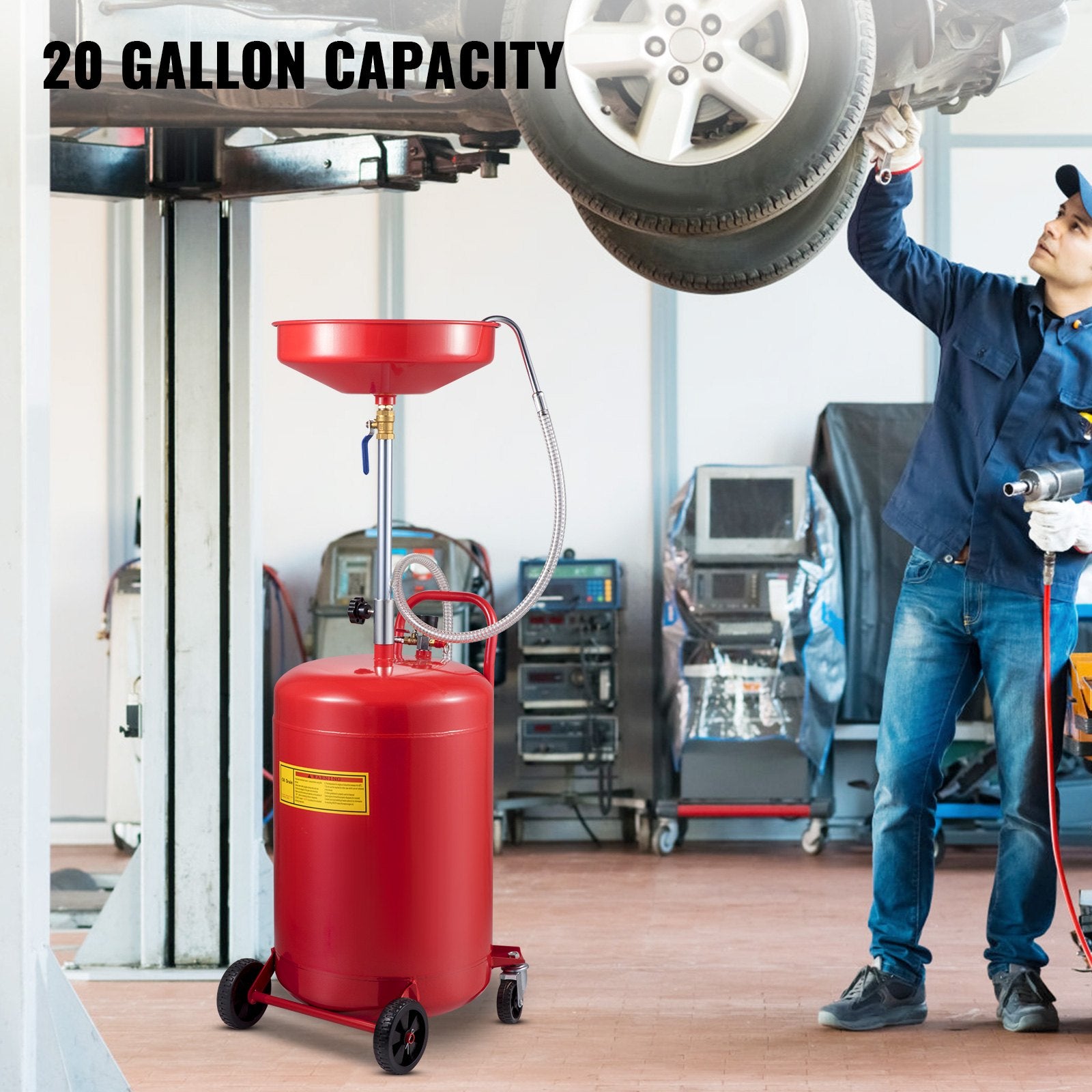 Waste Oil Drain Tank Portable Oil Drain 20 Gallon Air Operated Drainer V952-QCPJLBHDYF20UAJ6WV0
