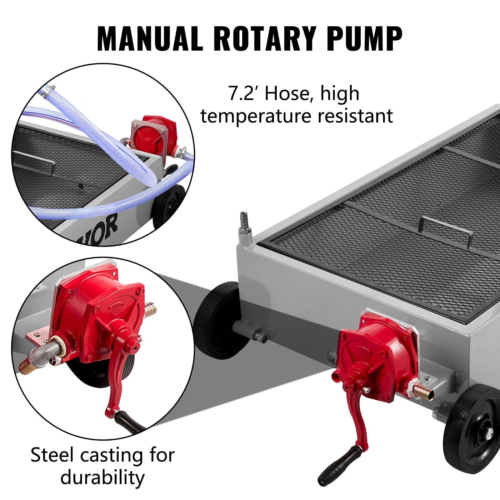 Low Profile Oil Drain Pan Truck Drain Pan 57 L with Pump Hose Casters V952-QCPYP15JLSYYLBYC1V0
