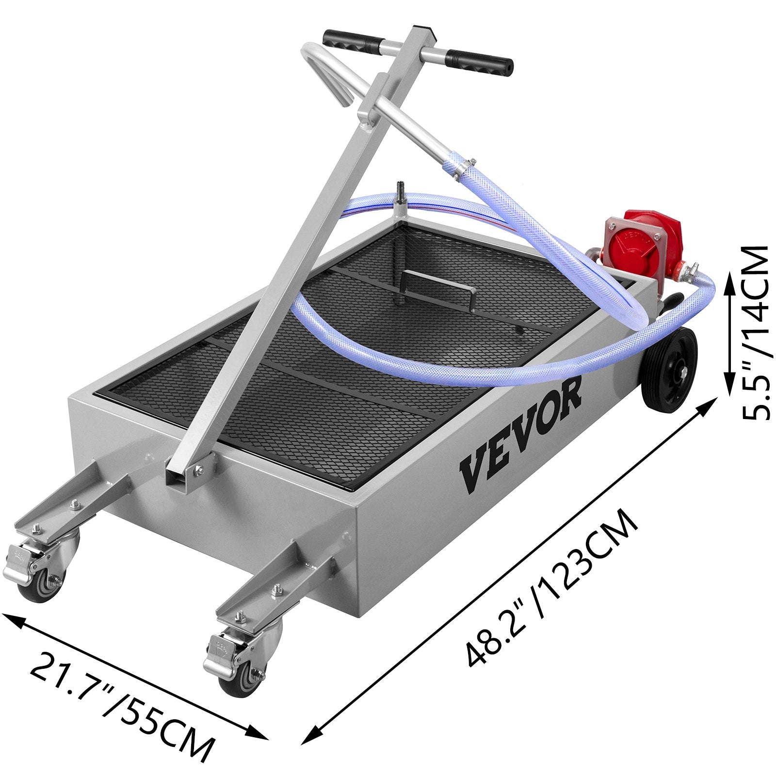 Low Profile Oil Drain Pan Truck Drain Pan 57 L with Pump Hose Casters V952-QCPYP15JLSYYLBYC1V0