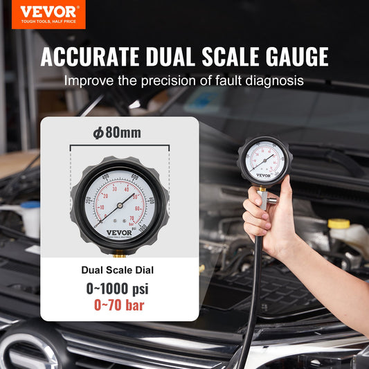 Diesel Engine Compression Tester, 18 pcs Cylinder Pressure Test Tool Kit, with 0-1000 psi Gauge and Adapters, V952-QCQGYLCSYCY0OQGECV0