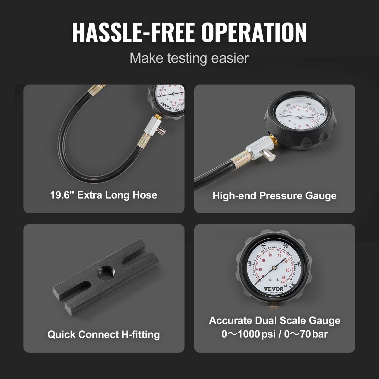 Diesel Engine Compression Tester, 18 pcs Cylinder Pressure Test Tool Kit, with 0-1000 psi Gauge and Adapters, V952-QCQGYLCSYCY0OQGECV0