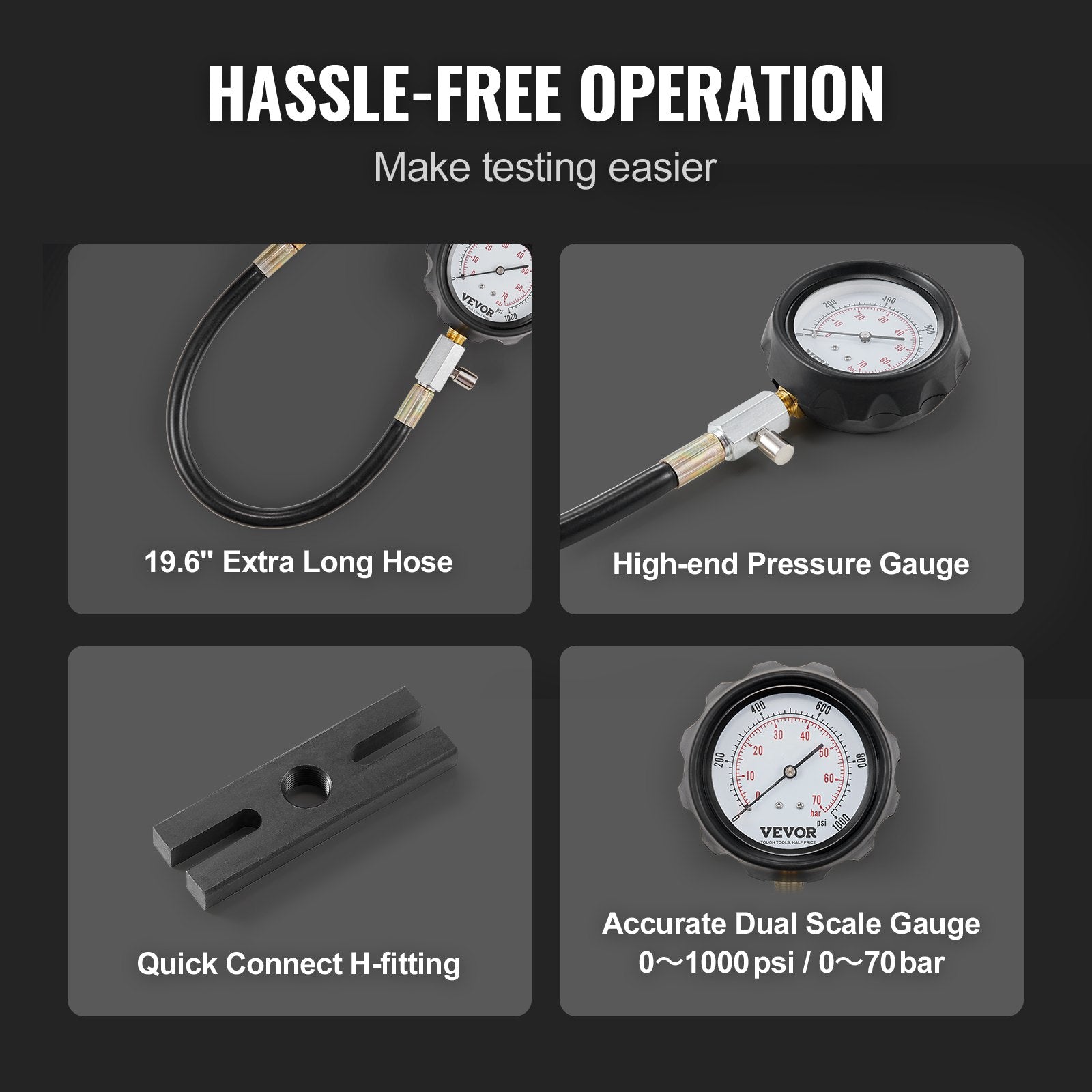 Diesel Engine Compression Tester, 18 pcs Cylinder Pressure Test Tool Kit, with 0-1000 psi Gauge and Adapters, V952-QCQGYLCSYCY0OQGECV0