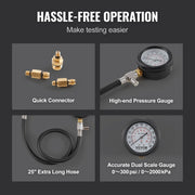 Compression Tester Adapter Kit, 9 Pcs Automotive Engine Cylinder Leak Down Compression Test, Accurate Dual V952-QCQGYLCSYQY0XJV75V0