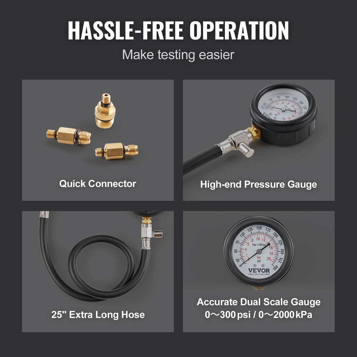 Compression Tester Adapter Kit, 9 Pcs Automotive Engine Cylinder Leak Down Compression Test, Accurate Dual V952-QCQGYLCSYQY0XJV75V0