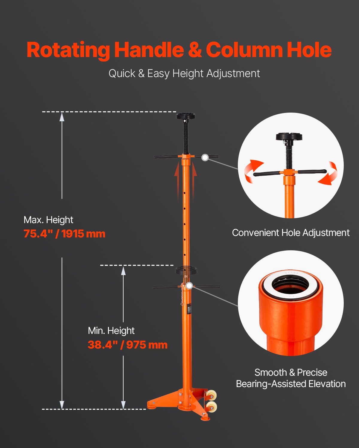 Underhoist Support Stand, 3/4 Ton Capacity Under Hoist Jack Stand, Lifting from 38.4 to 75.4 in, Bearing V952-QCSJJAQZJXSJVF5G8V0