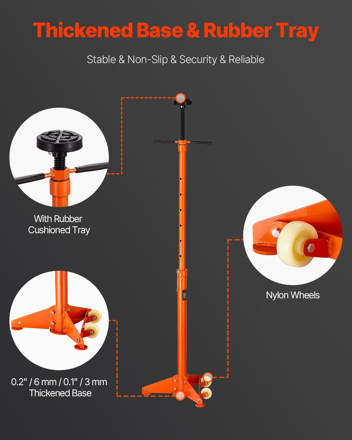 Underhoist Support Stand, 3/4 Ton Capacity Under Hoist Jack Stand, Lifting from 38.4 to 75.4 in, Bearing V952-QCSJJAQZJXSJVF5G8V0