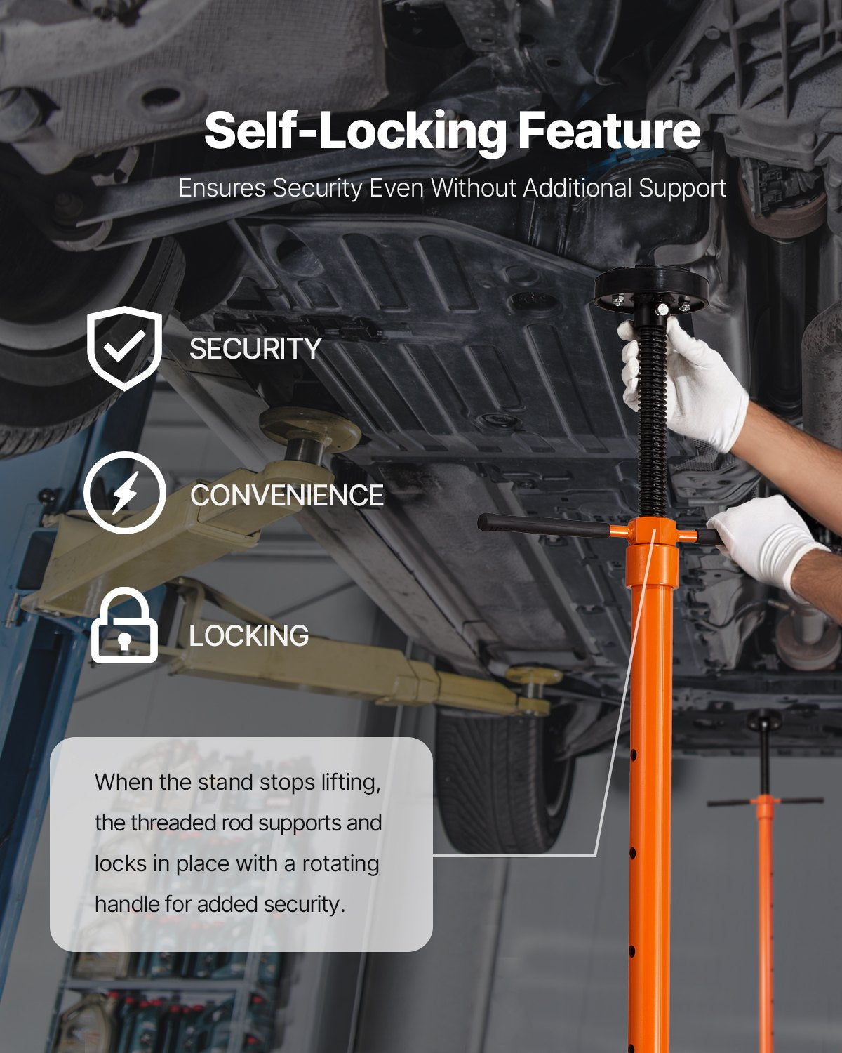 Underhoist Support Stand, 3/4 Ton Capacity Under Hoist Jack Stand, Lifting from 38.4 to 75.4 in, Bearing V952-QCSJJAQZJXSJVF5G8V0