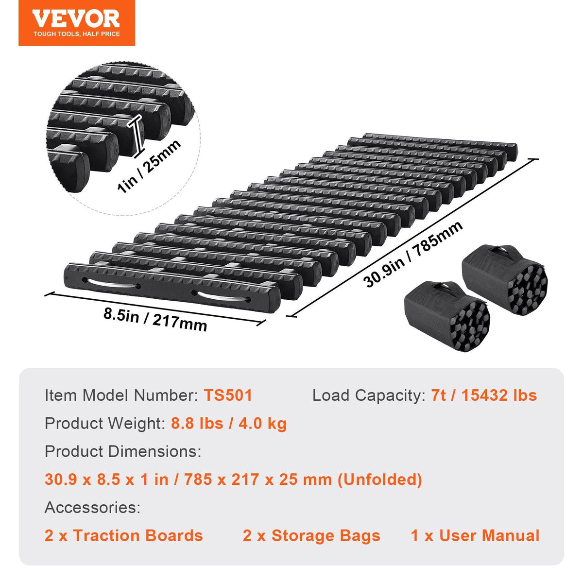 7 TON Traction Boards with TPR Material, Recovery Boards for Off-road Vehicles/Cars/Pickups/SUVs/RVs, Pair V952-QCTKBLDS2JZDPQ3J6V0