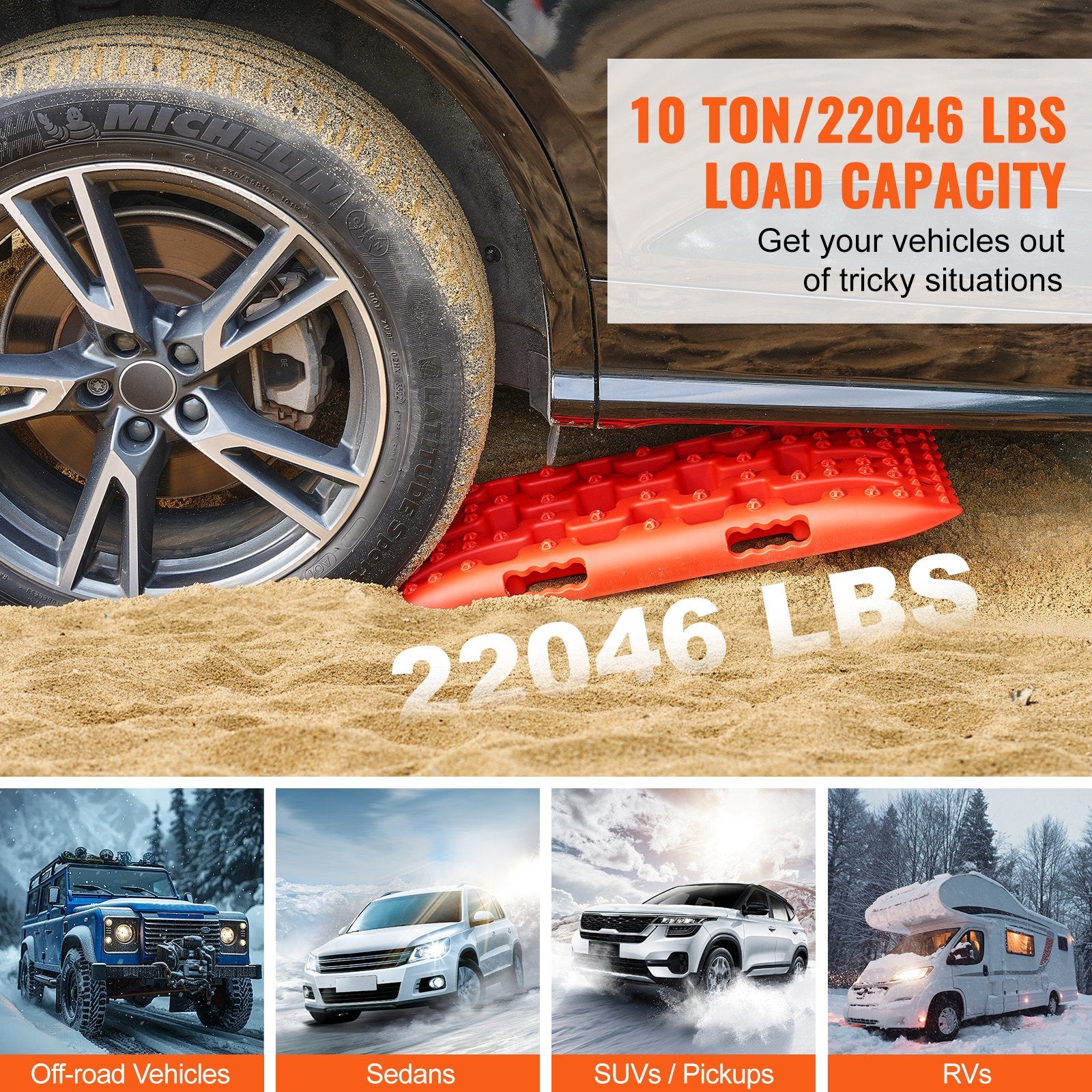 2PCS Traction Boards with PP for Mud Snow Sand Storage Bag Short Red V952-QCTKBZBS2JZD8OI9AV0
