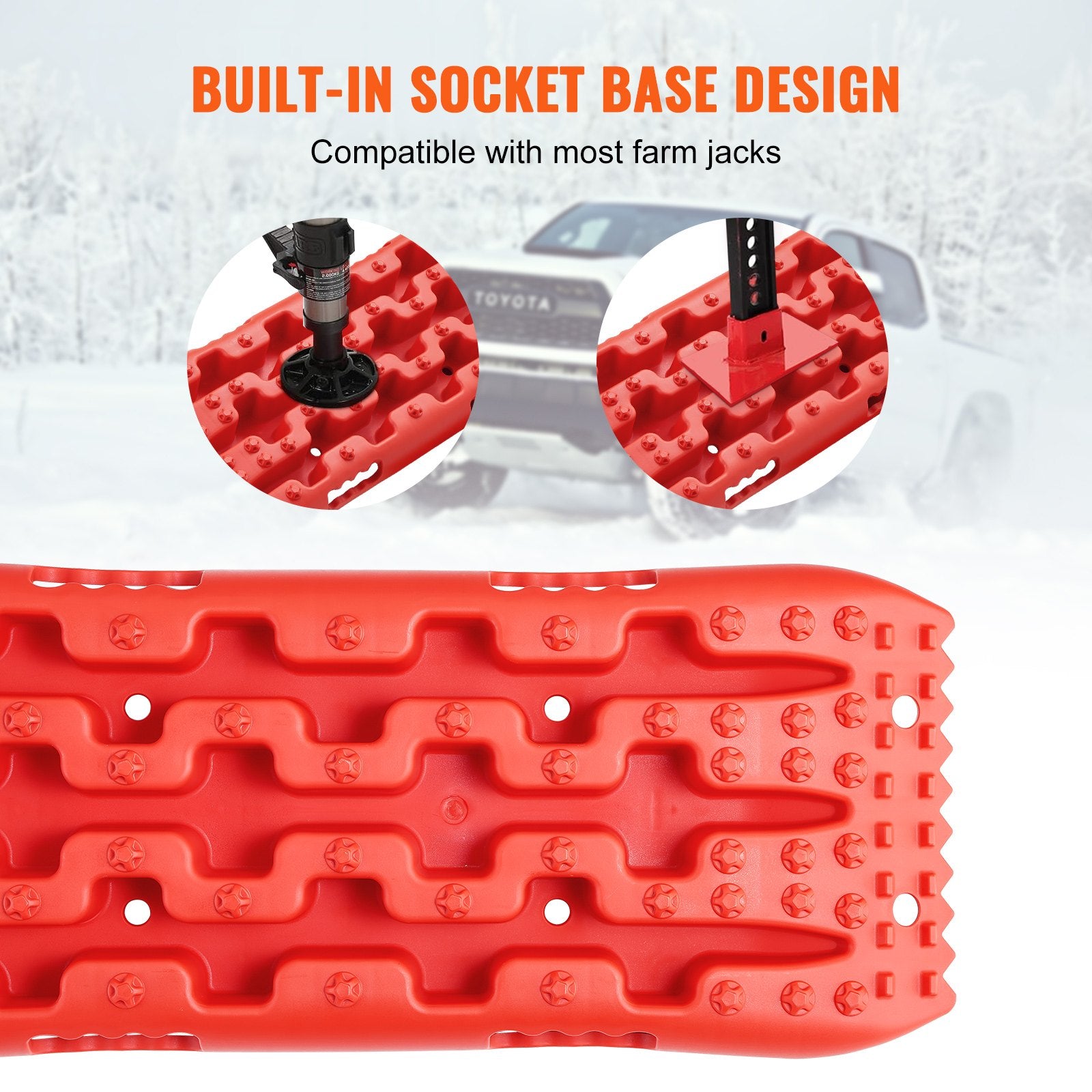 2PCS Traction Boards with PP for Mud Snow Sand Storage Bag Short Red V952-QCTKBZBS2JZD8OI9AV0