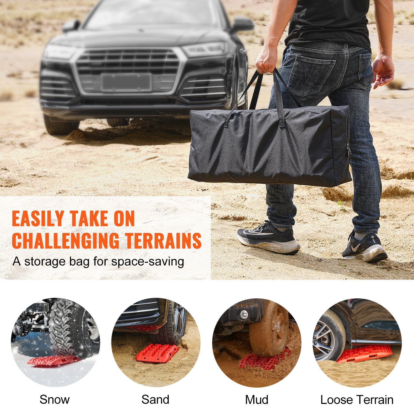 2PCS Traction Boards with PP for Mud Snow Sand Storage Bag Short Red V952-QCTKBZBS2JZD8OI9AV0