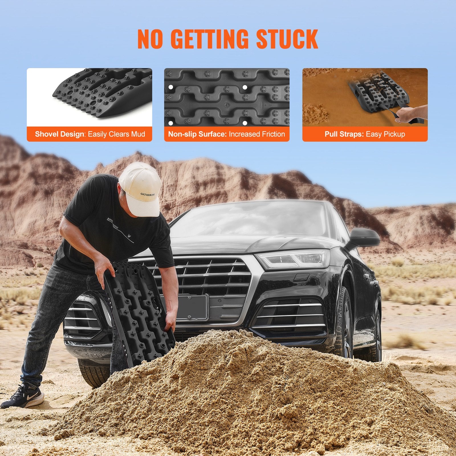 2PCS Traction Boards with PP for Mud Snow Sand Storage Bag Short Black V952-QCTKBZBS2JZDELTQAV0