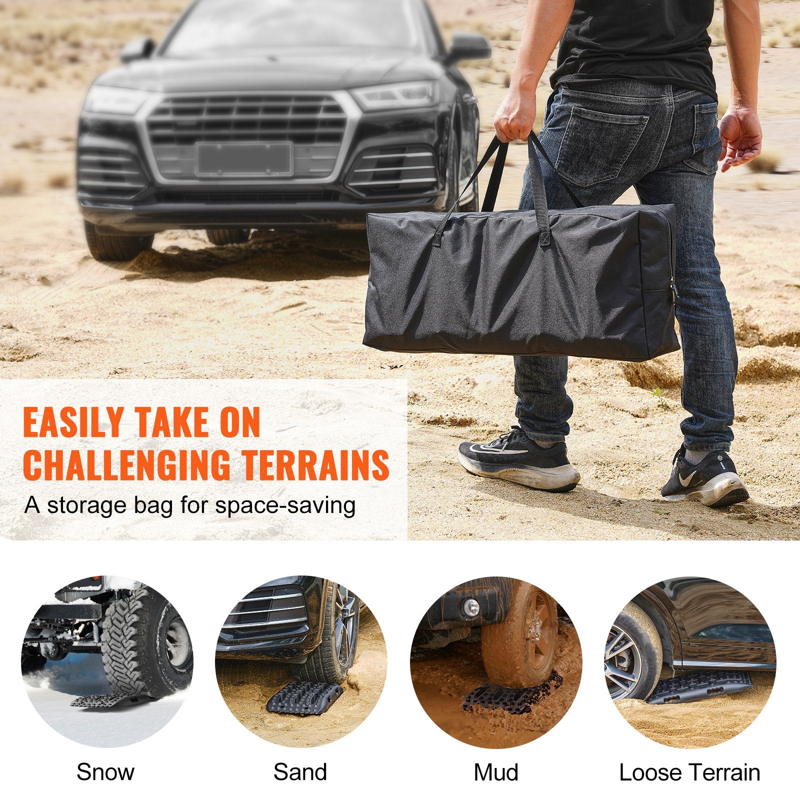 2PCS Traction Boards with PP for Mud Snow Sand Storage Bag Short Black V952-QCTKBZBS2JZDELTQAV0