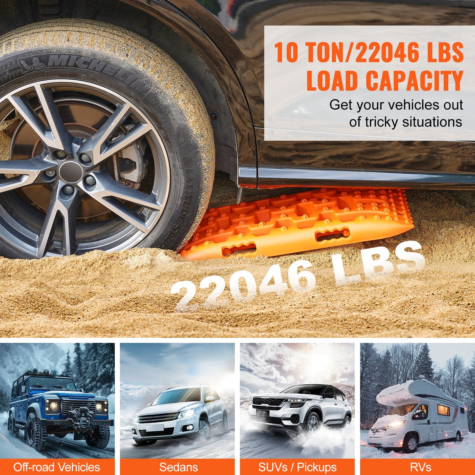 2PCS Traction Boards with PP for Mud Snow Sand Storage Bag Short Orange V952-QCTKBZBS2JZDKR8OUV0