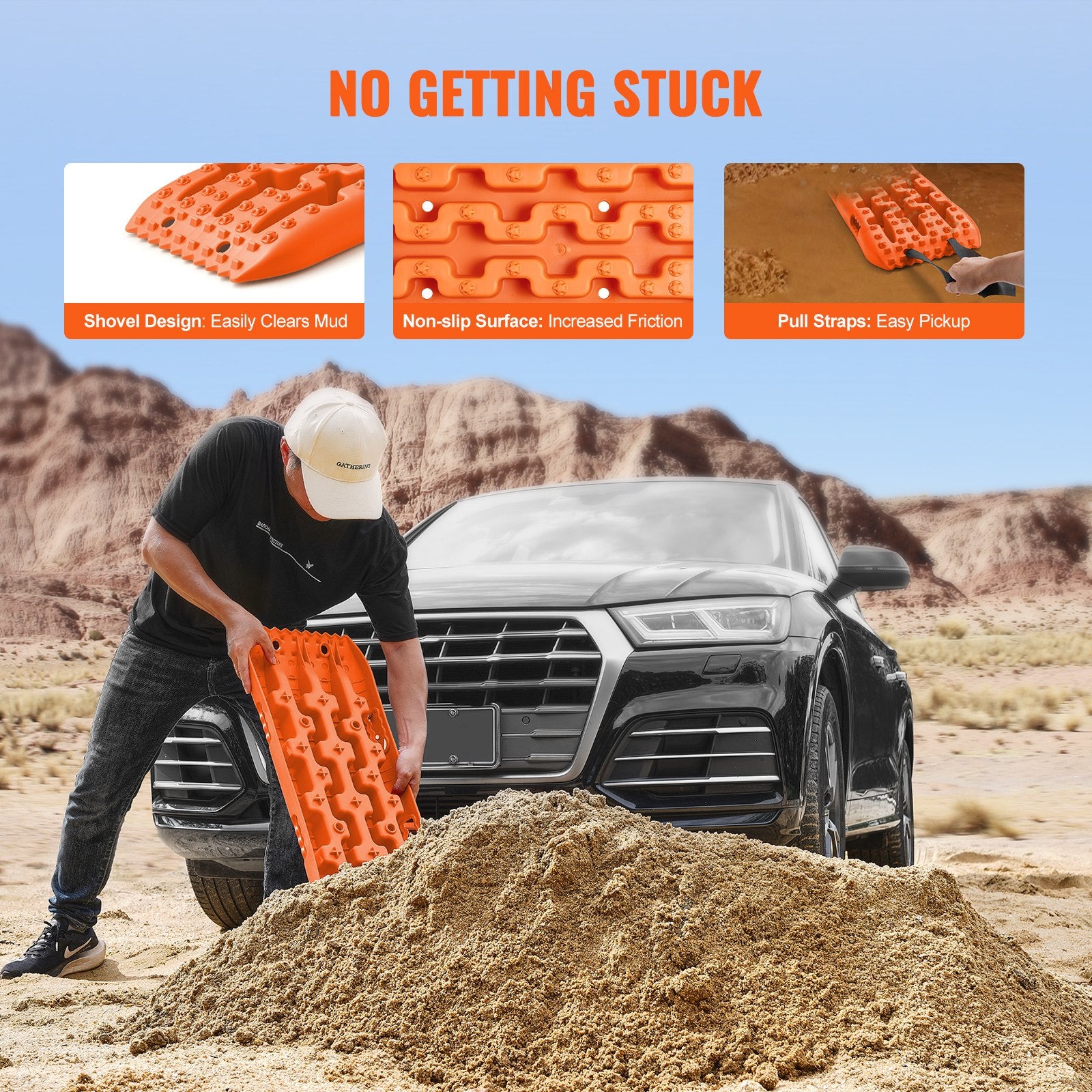 2PCS Traction Boards with PP for Mud Snow Sand Storage Bag Short Orange V952-QCTKBZBS2JZDKR8OUV0