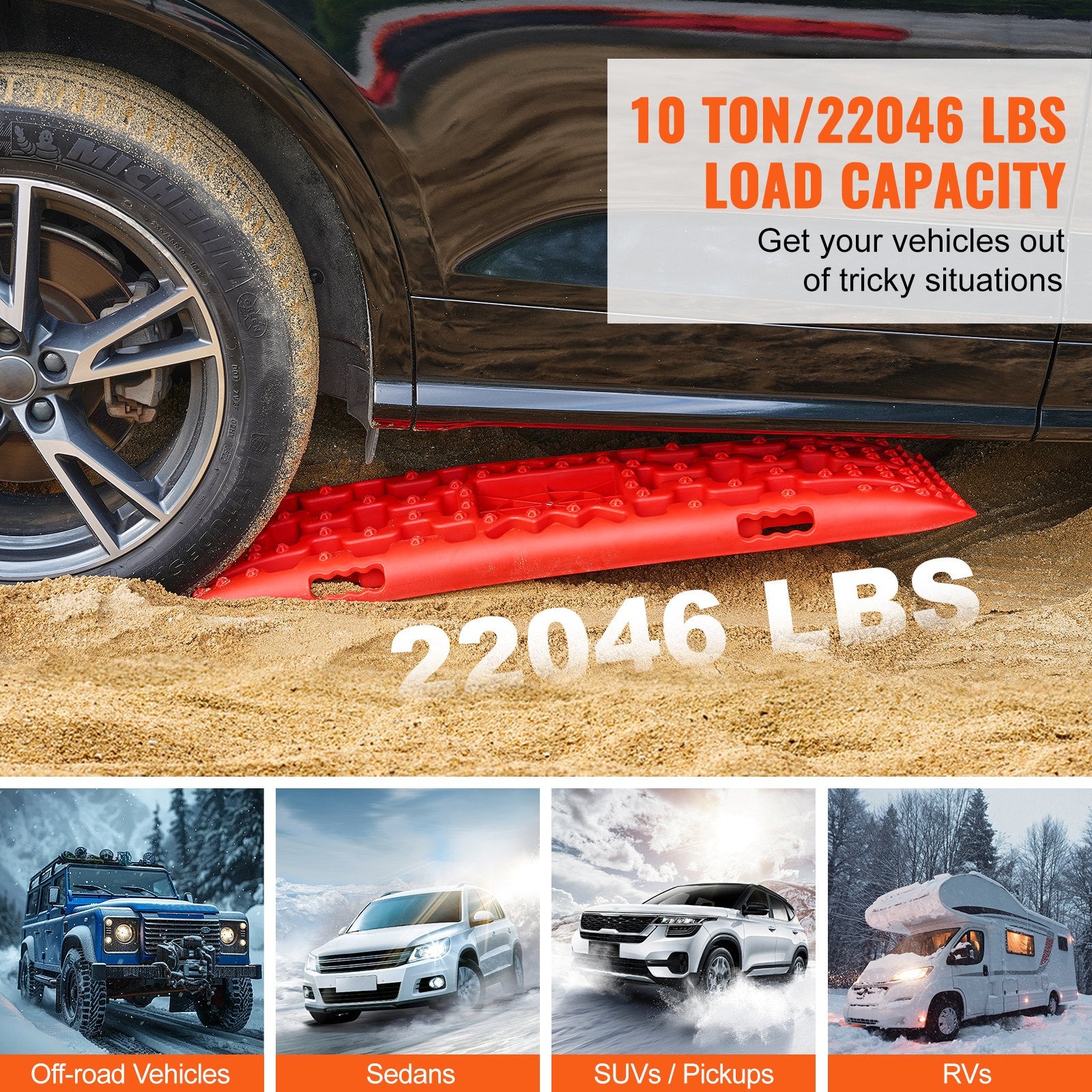 2PCS Traction Boards with PP for Mud Snow Sand Storage Bag Long Red V952-QCTKBZBS2JZZK3NO1V0