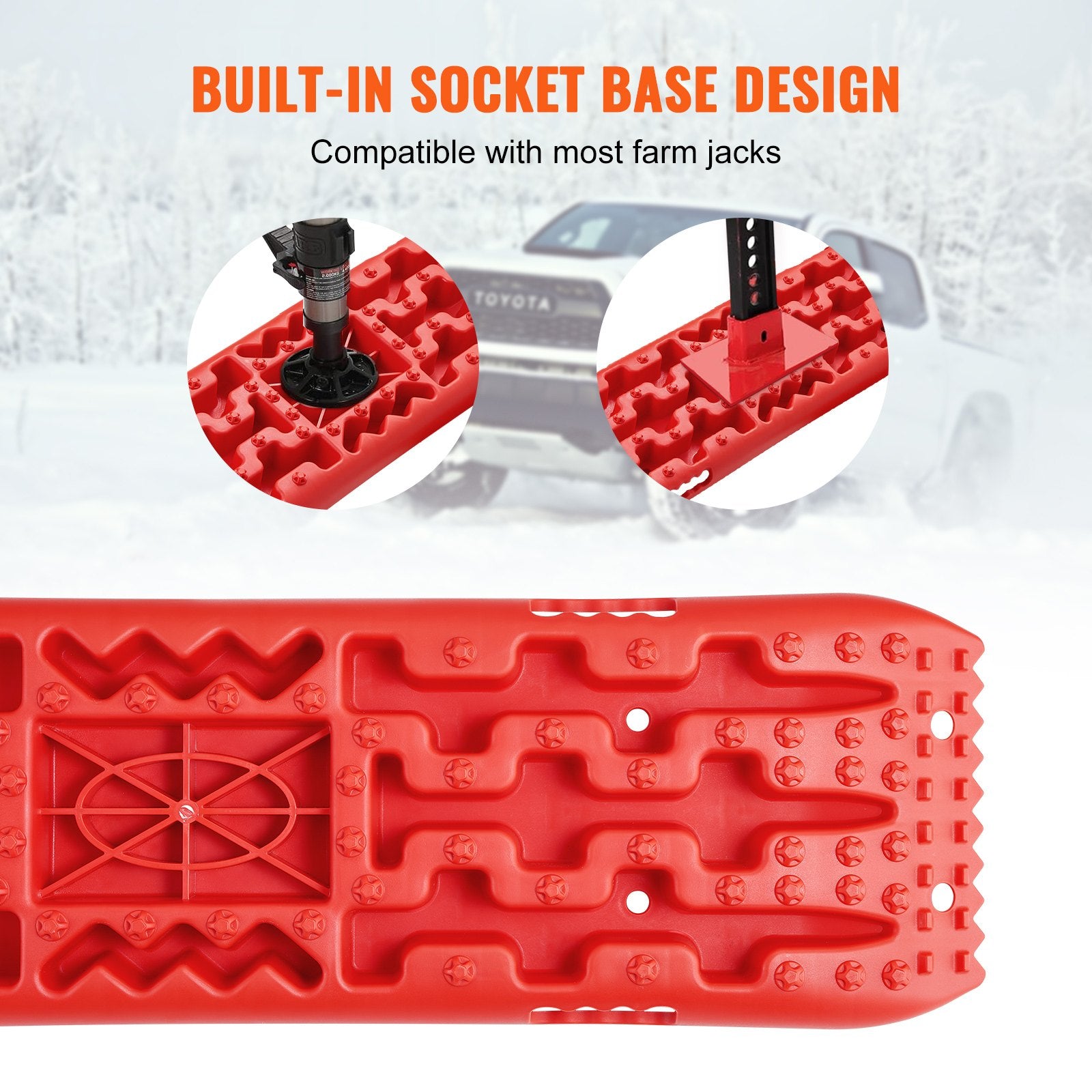 2PCS Traction Boards with PP for Mud Snow Sand Storage Bag Long Red V952-QCTKBZBS2JZZK3NO1V0
