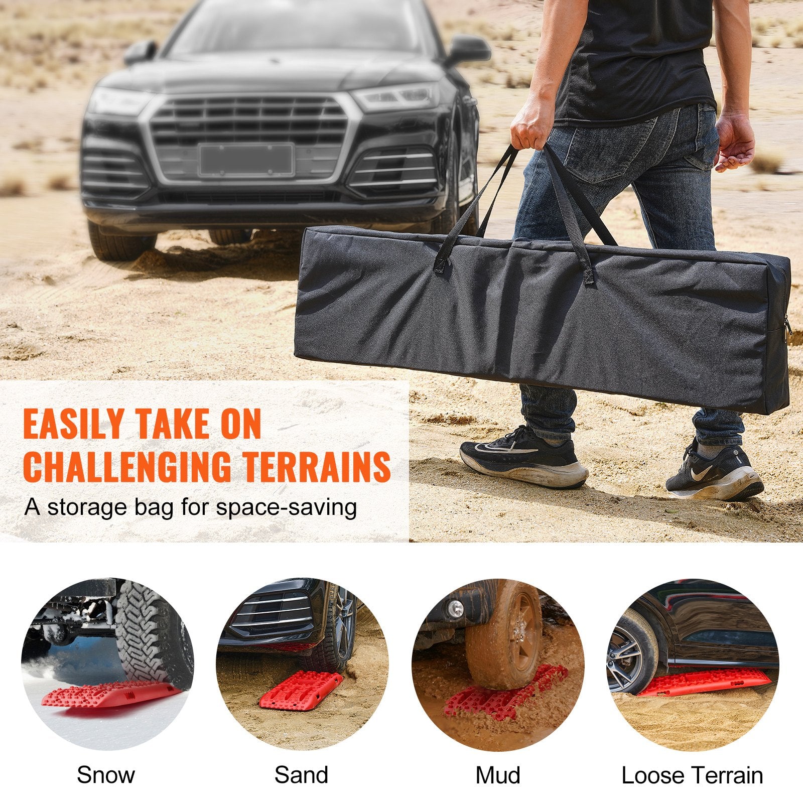2PCS Traction Boards with PP for Mud Snow Sand Storage Bag Long Red V952-QCTKBZBS2JZZK3NO1V0