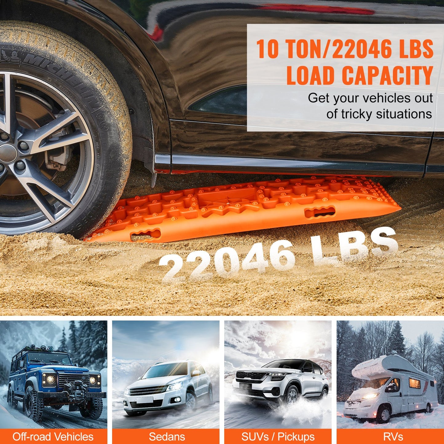 10 TON Traction Boards with PP Material, Recovery Boards for Off-road Vehicles/Cars/Pickups/SUVs/RVs, Pair V952-QCTKBZBS2JZZN5BMHV0