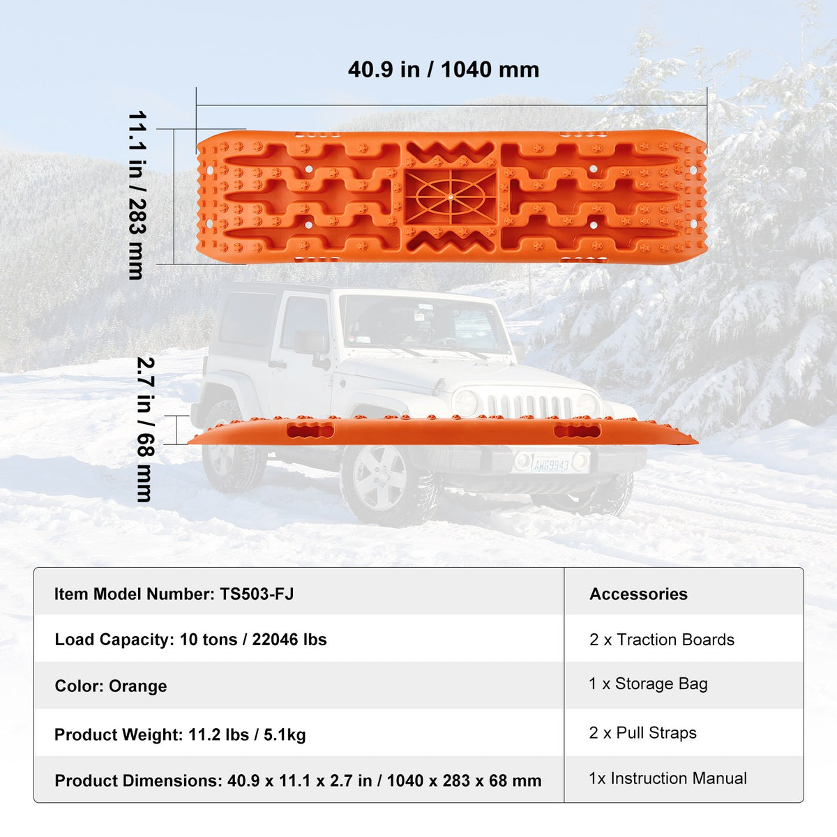 10 TON Traction Boards with PP Material, Recovery Boards for Off-road Vehicles/Cars/Pickups/SUVs/RVs, Pair V952-QCTKBZBS2JZZN5BMHV0