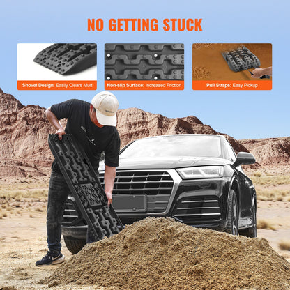 2PCS Traction Boards with PP for Mud Snow Sand Storage Bag Long Black V952-QCTKBZBS2JZZYHDQZV0