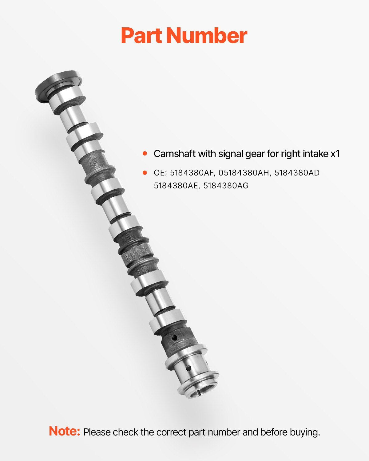 Engine Camshaft, 5184380AF 05184380AH 5184380AD 5184380AE 5184380AG Cam Replacement, for 2011-2015 Jeep Grand V952-QCTLZKLSL1JTRGHTR001V0