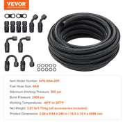 8AN Fuel Line Kit, 6.1 m Fuel Hose Kit, 1.0 cm Nylon Stainless Steel Braided Fuel Line Oil/Gas/Diesel Hose V952-QCYYRYRG12G2QDX9GV0
