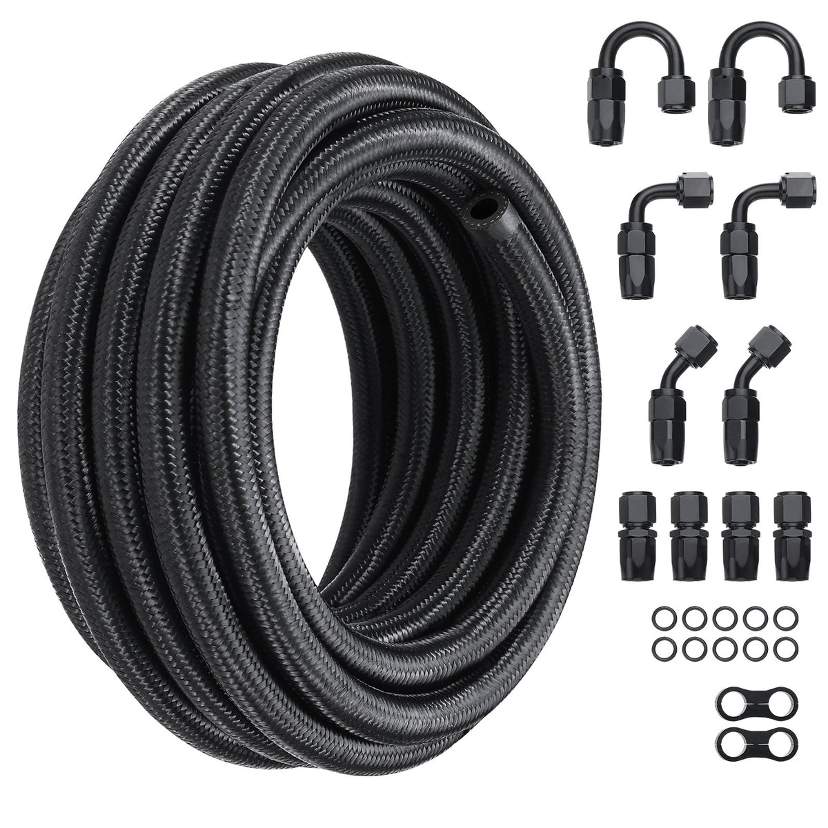 8AN Fuel Line Kit, 6.1 m Fuel Hose Kit, 1.0 cm Nylon Stainless Steel Braided Fuel Line Oil/Gas/Diesel Hose V952-QCYYRYRG12G2QDX9GV0