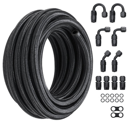 8AN Fuel Line Kit, 6.1 m Fuel Hose Kit, 1.0 cm Nylon Stainless Steel Braided Fuel Line Oil/Gas/Diesel Hose V952-QCYYRYRG12G2QDX9GV0