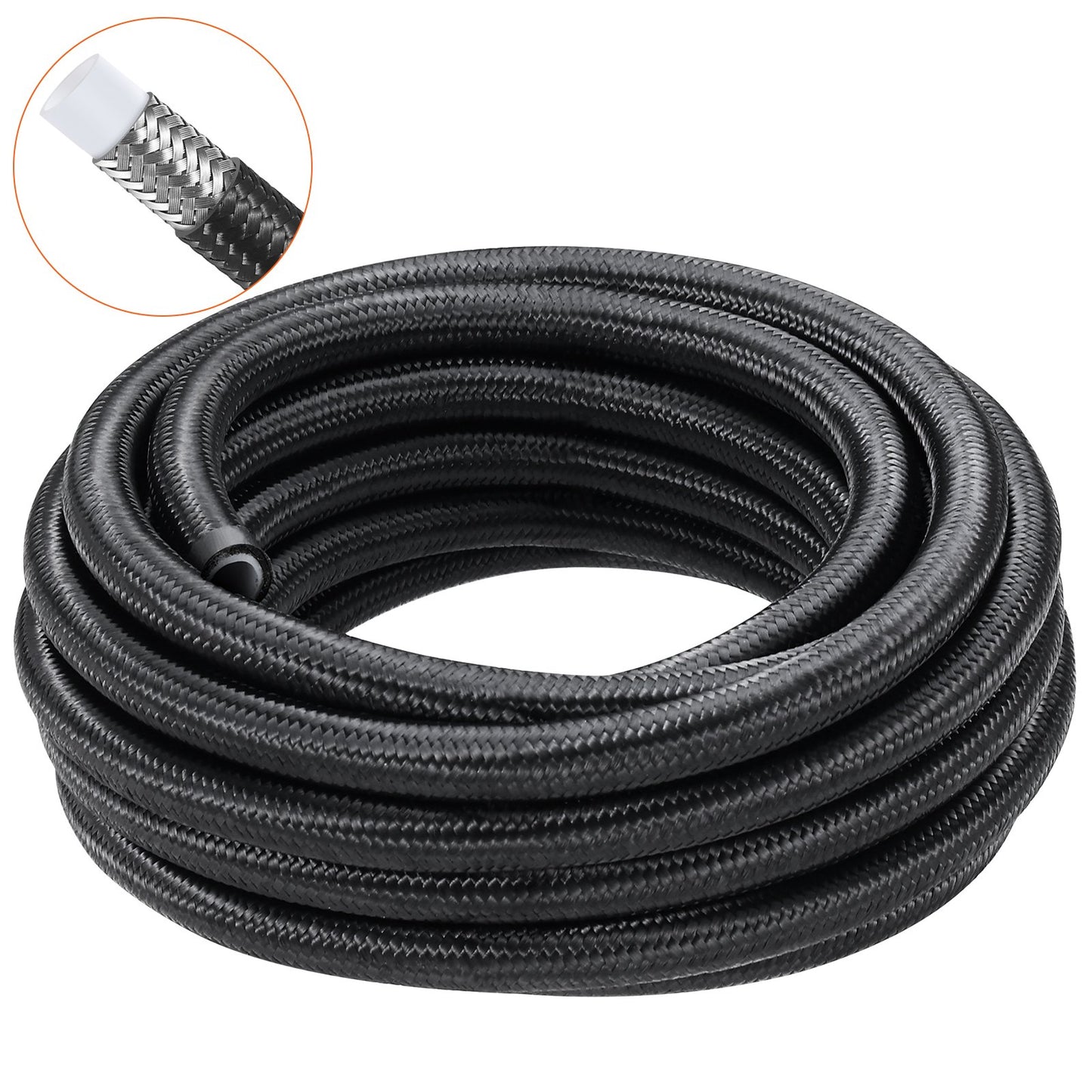 6AN Fuel Line Kit, 7.62 m Fuel Hose Kit, Nylon Stainless Steel Braided PTFE Fuel Line Kit, E85/Oil/Gas/Diesel V952-QCYYRYRG15G26J9HMV0