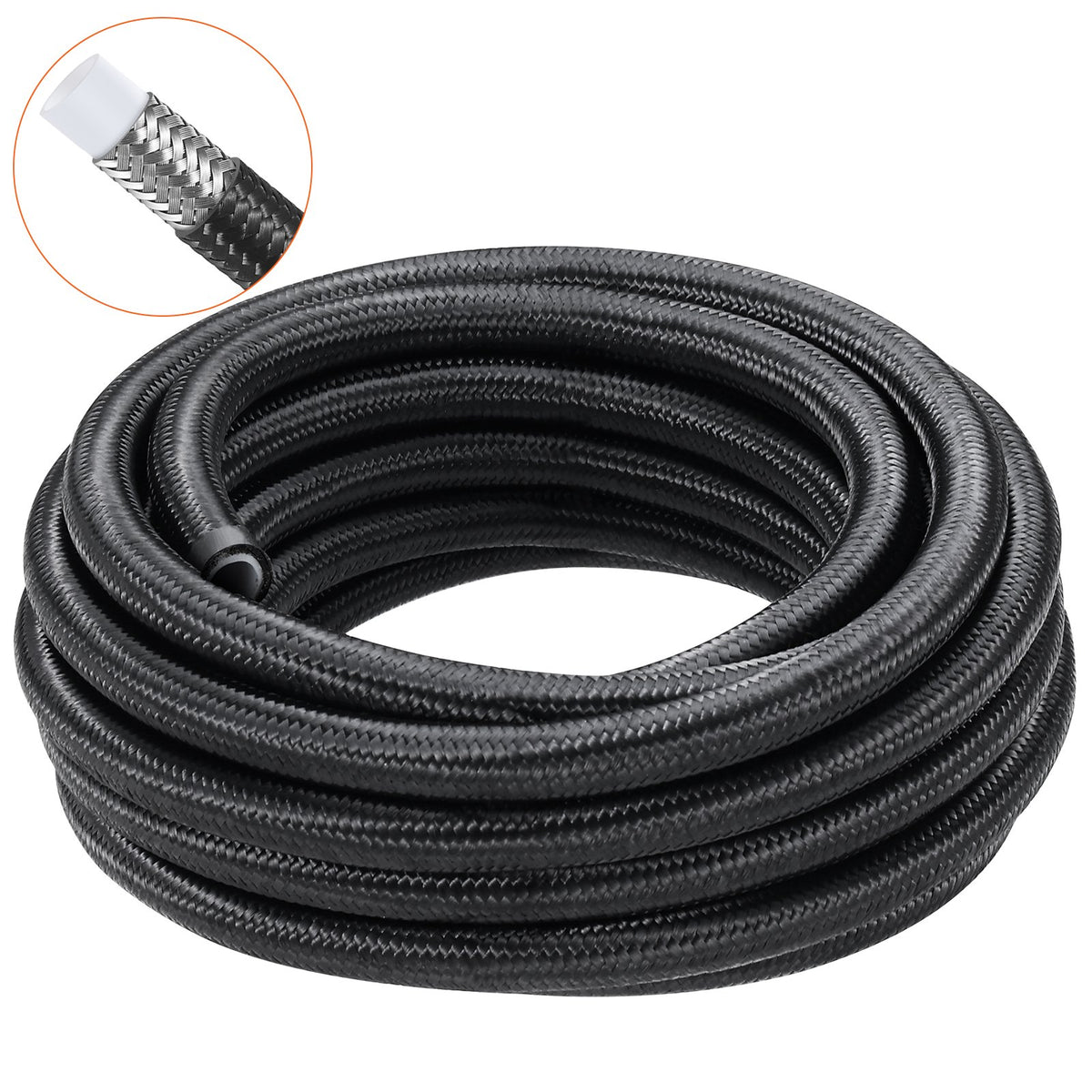 6AN Fuel Line Kit, 7.62 m Fuel Hose Kit, Nylon Stainless Steel Braided PTFE Fuel Line Kit, E85/Oil/Gas/Diesel V952-QCYYRYRG15G26J9HMV0