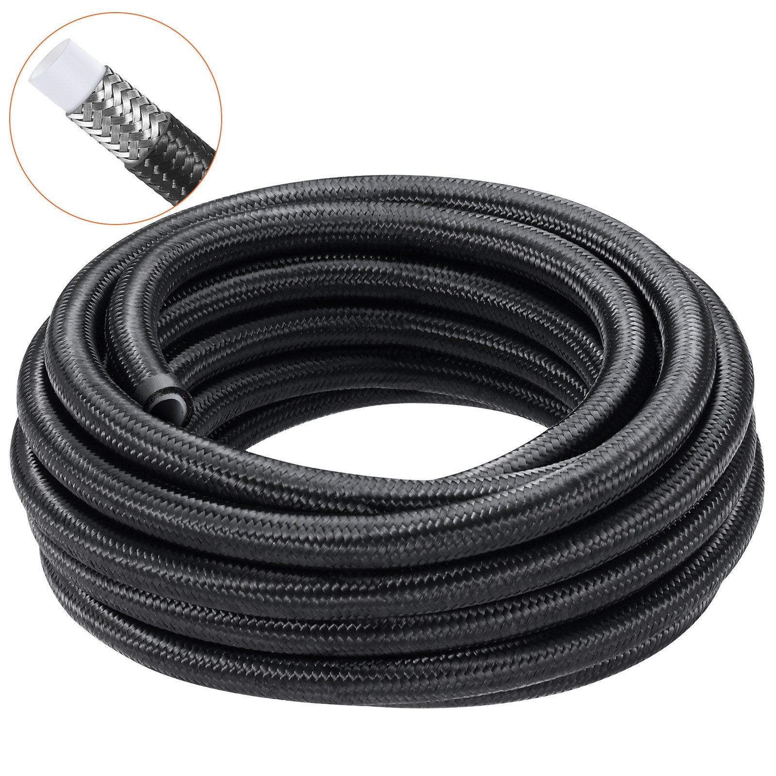 6AN Fuel Line Kit, 7.62 m Fuel Hose Kit, Nylon Stainless Steel Braided PTFE Fuel Line Kit, E85/Oil/Gas/Diesel V952-QCYYRYRG15G26J9HMV0