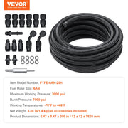 6AN Fuel Line Kit, 7.62 m Fuel Hose Kit, Nylon Stainless Steel Braided PTFE Fuel Line Kit, E85/Oil/Gas/Diesel V952-QCYYRYRG15G26J9HMV0