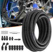 6AN Fuel Line Kit, 7.62 m Fuel Hose Kit, Nylon Stainless Steel Braided PTFE Fuel Line Kit, E85/Oil/Gas/Diesel V952-QCYYRYRG15G26J9HMV0
