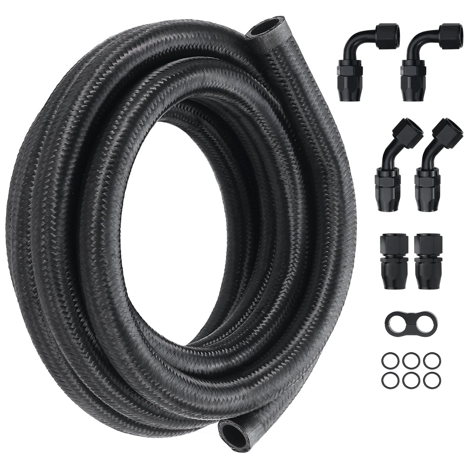 10AN Fuel Line Kit, 3.05 m Fuel Hose Kit, 1.4 cm Nylon Stainless Steel Braided Fuel Line Oil/Gas/Diesel Hose V952-QCYYRYRG7G200XFFSV0