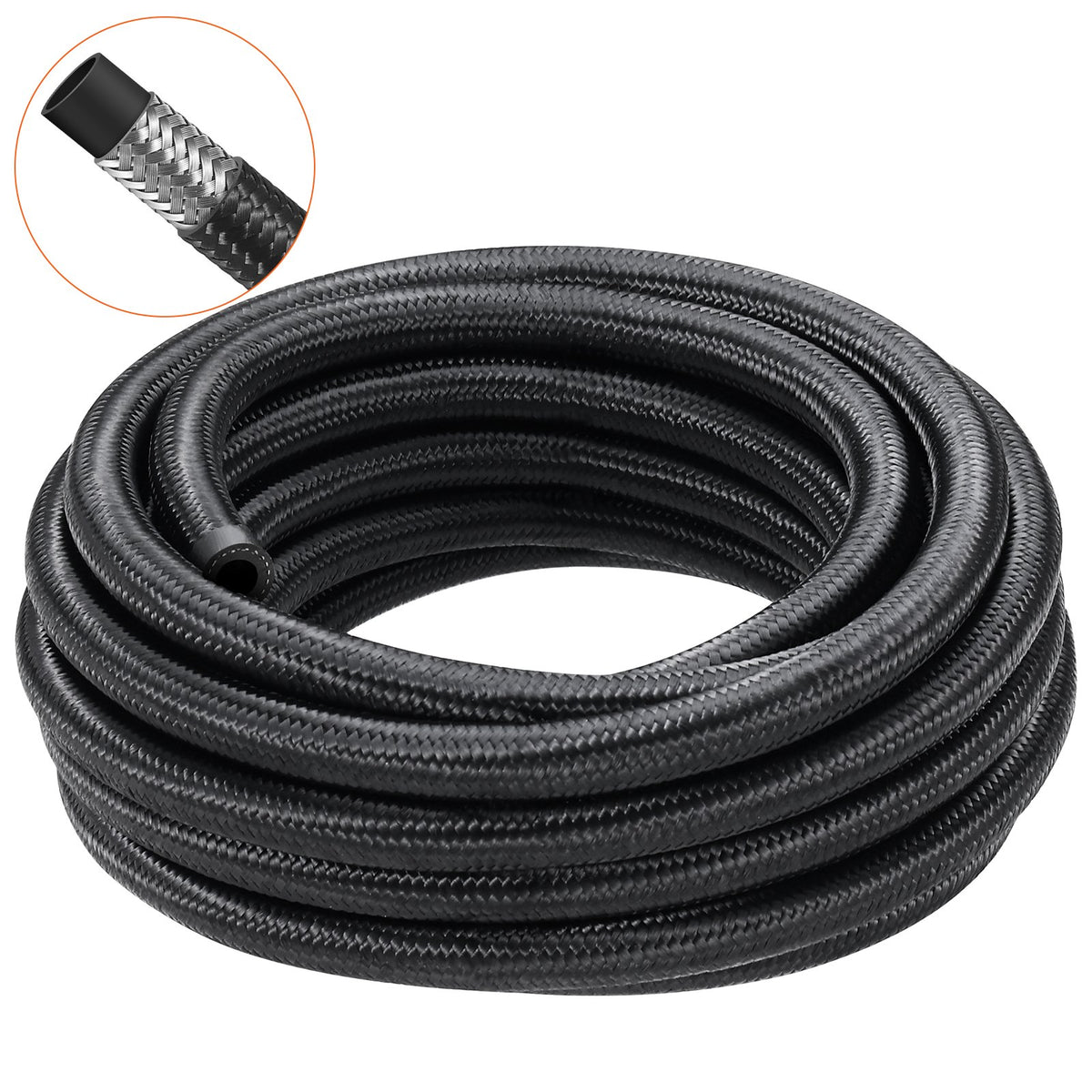 6AN Fuel Line Kit, 6.1 m Fuel Hose Kit, 0.86 cm Nylon Stainless Steel Braided Fuel Line Oil/Gas/Diesel Hose V952-QCYYRYRGNLBZSYIKSV0