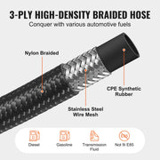 6AN Fuel Line Kit, 6.1 m Fuel Hose Kit, 0.86 cm Nylon Stainless Steel Braided Fuel Line Oil/Gas/Diesel Hose V952-QCYYRYRGNLBZSYIKSV0