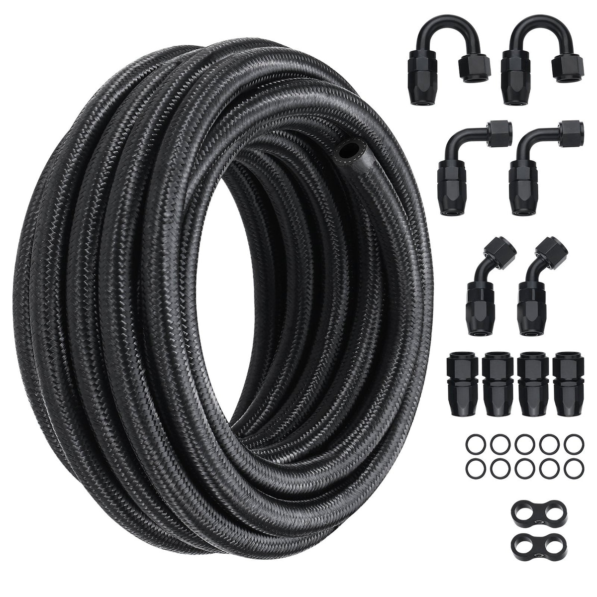 6AN Fuel Line Kit, 6.1 m Fuel Hose Kit, 0.86 cm Nylon Stainless Steel Braided Fuel Line Oil/Gas/Diesel Hose V952-QCYYRYRGNLBZSYIKSV0