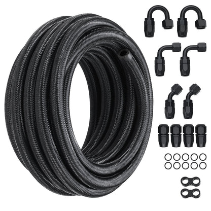6AN Fuel Line Kit, 6.1 m Fuel Hose Kit, 0.86 cm Nylon Stainless Steel Braided Fuel Line Oil/Gas/Diesel Hose V952-QCYYRYRGNLBZSYIKSV0
