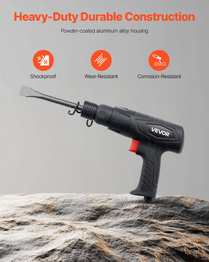 Air Hammer, 2500-2700BPM Pneumatic Hammer with 70mm Stroke & 4PCS 170mm Long Barrel Chisels, Pistol-Grip V952-QDCCCGQCQSWBB0RP2002V0