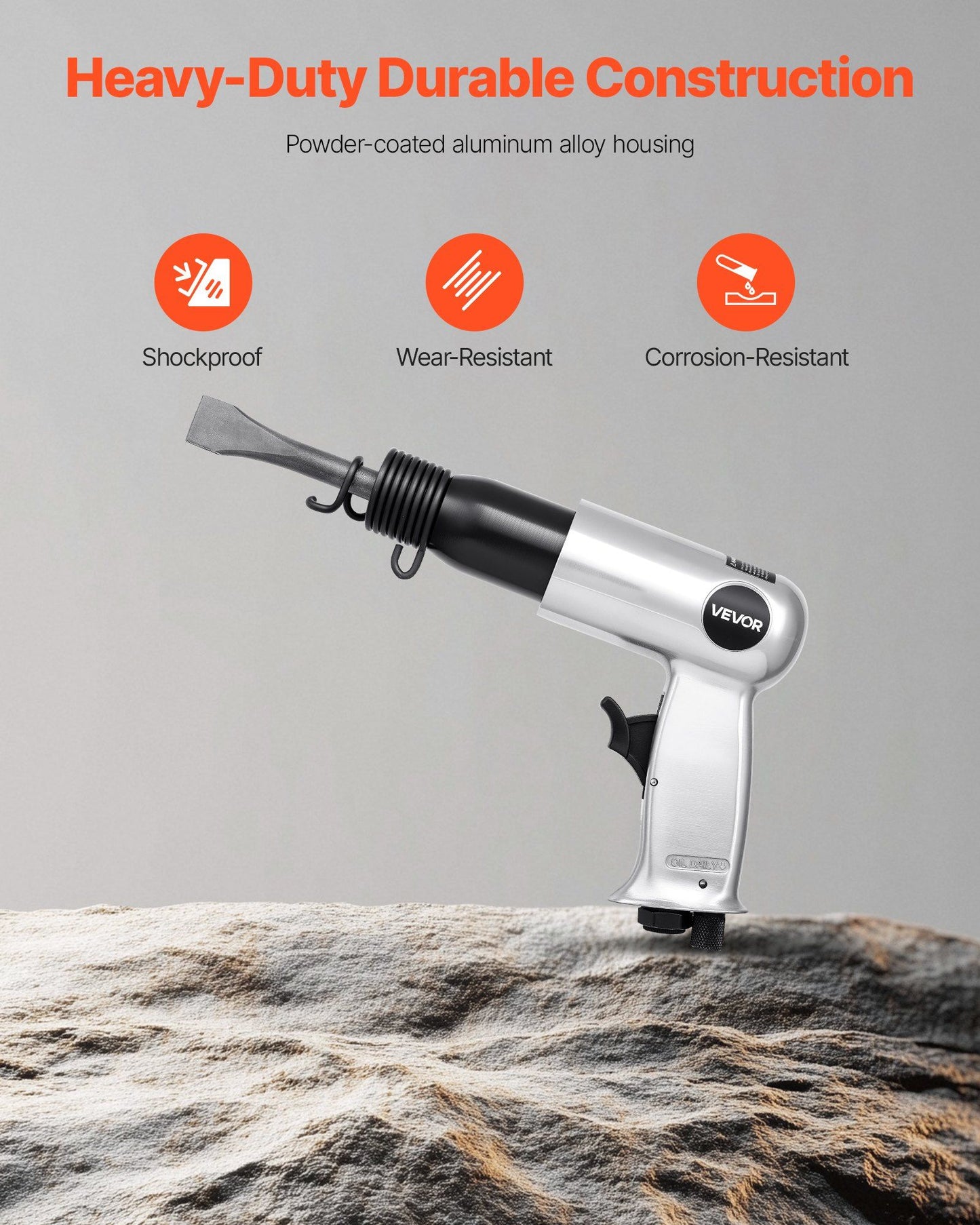 Air Hammer, 3500BPM Pneumatic Hammer with 70mm Stroke & 4PCS Chisels Round Shank, Pistol-Grip Compact Air V952-QDCCCGQCQSWBTOUK9002V0