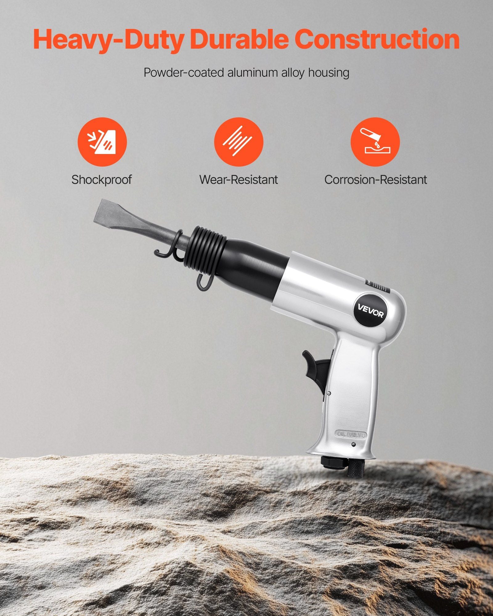 Air Hammer, 3500BPM Pneumatic Hammer with 70mm Stroke & 4PCS Chisels Round Shank, Pistol-Grip Compact Air V952-QDCCCGQCQSWBTOUK9002V0