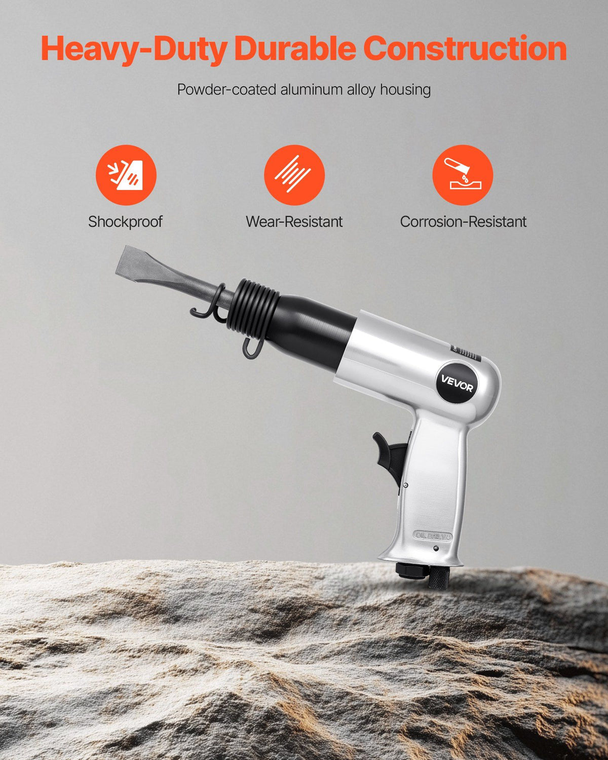 Air Hammer, 3500BPM Pneumatic Hammer with 70mm Stroke & 4PCS Chisels Round Shank, Pistol-Grip Compact Air V952-QDCCCGQCQSWBTOUK9002V0