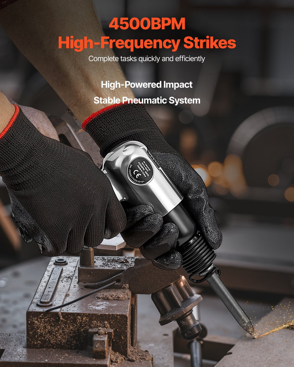 Air Hammer, 4500BPM Pneumatic Hammer with 40mm Stroke & 4PCS Chisels Round Shank, Lightweight & Compact Air V952-QDCCCGQCQSWBW3Y2Q002V0
