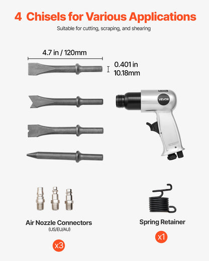 Air Hammer, 4500BPM Pneumatic Hammer with 40mm Stroke & 4PCS Chisels Round Shank, Lightweight & Compact Air V952-QDCCCGQCQSWBW3Y2Q002V0