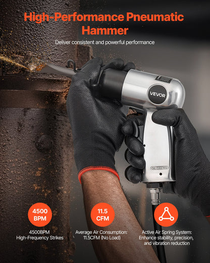 Air Hammer, 4500BPM Pneumatic Hammer with Rust Removal Air Needle Scaler & 4PCS Chisels Round Shank, V952-QDCCZSCXQQSWC0EUI002V0
