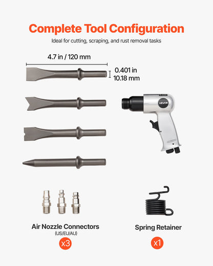 Air Hammer, 4500BPM Pneumatic Hammer with Rust Removal Air Needle Scaler & 4PCS Chisels Round Shank, V952-QDCCZSCXQQSWC0EUI002V0