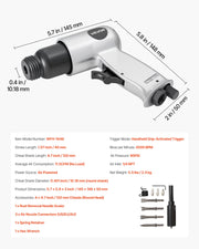 Air Hammer, 4500BPM Pneumatic Hammer with Rust Removal Air Needle Scaler & 4PCS Chisels Round Shank, V952-QDCCZSCXQQSWC0EUI002V0